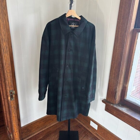 Volcom Stone Lords Men’s XL Green Plaid Wool-Blend Parka Jacket Long Coat NWT - Picture 2 of 14